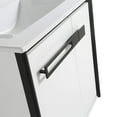 thumbnail image 4 of Fine Fixtures Oakville 24 in. W x 18 in. D x 33 in. H Wall Mounted Bathroom Vanity in Matte White with White Ceramic Sink - Black hardware, 4 of 8