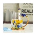 thumbnail image 2 of Taza de café de vidrio transparente sin plomo, taza de té con juego de cucharas de acero, regalo personalizado para amiga, esposa, madre, cumpleaños, día de San Valentín - Little Blue, 2 of 4