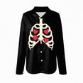 thumbnail image 4 of Godom Womens Halloween Shirt Cute Ghosts Print Button Down Shirts Long Sleeve Loose Fit Blouses Tops, 4 of 5