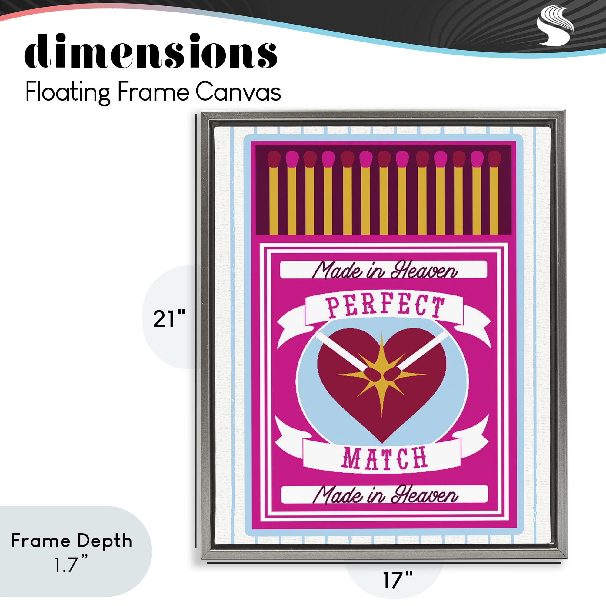 Stupell Industries Perfect Match Made In Heaven Gray Framed Floater Canvas Wall Art, design by Lil' Rue