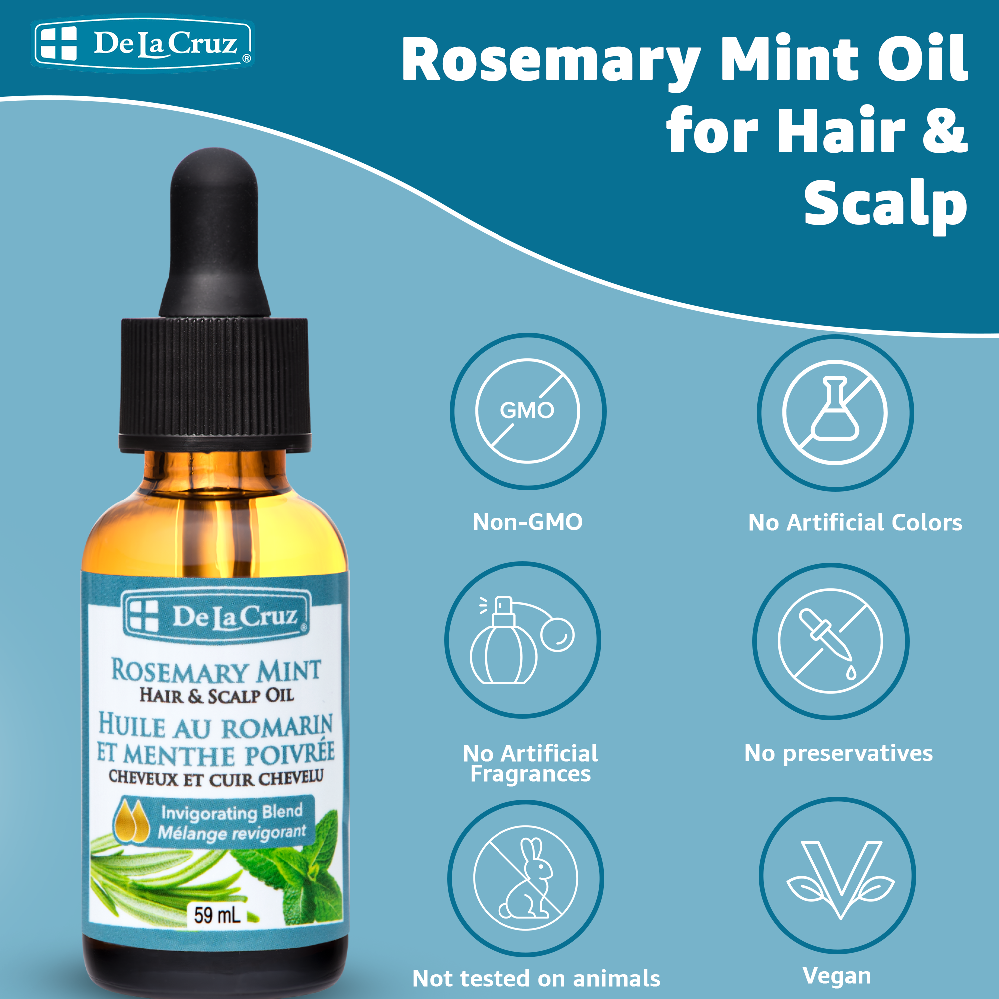 Huile Capillaire Pousse Cheveux Blossity – Romarin, Menthe, Biotine & Ricin – 30 Ml – Fabriqué En France
