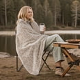 thumbnail image 4 of Joyfy Soft Linen Leopard Fleece Throw Blanket 50x60 Inches, 280GSM Cozy Cute Blanket for Couch - Aesthetic Home Room Decor and Gift for Women, Mom, Girls, 4 of 8