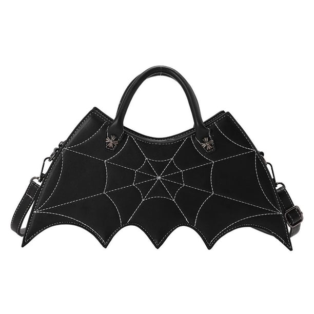 Bolso De Hombro Negro Estilo Punk Para Niña, Bandolera De Cuero Pu Para Mujer, Bolsos De Murciélago, Bolso De Mano Para Niña Guardurnaity AP005878-00
