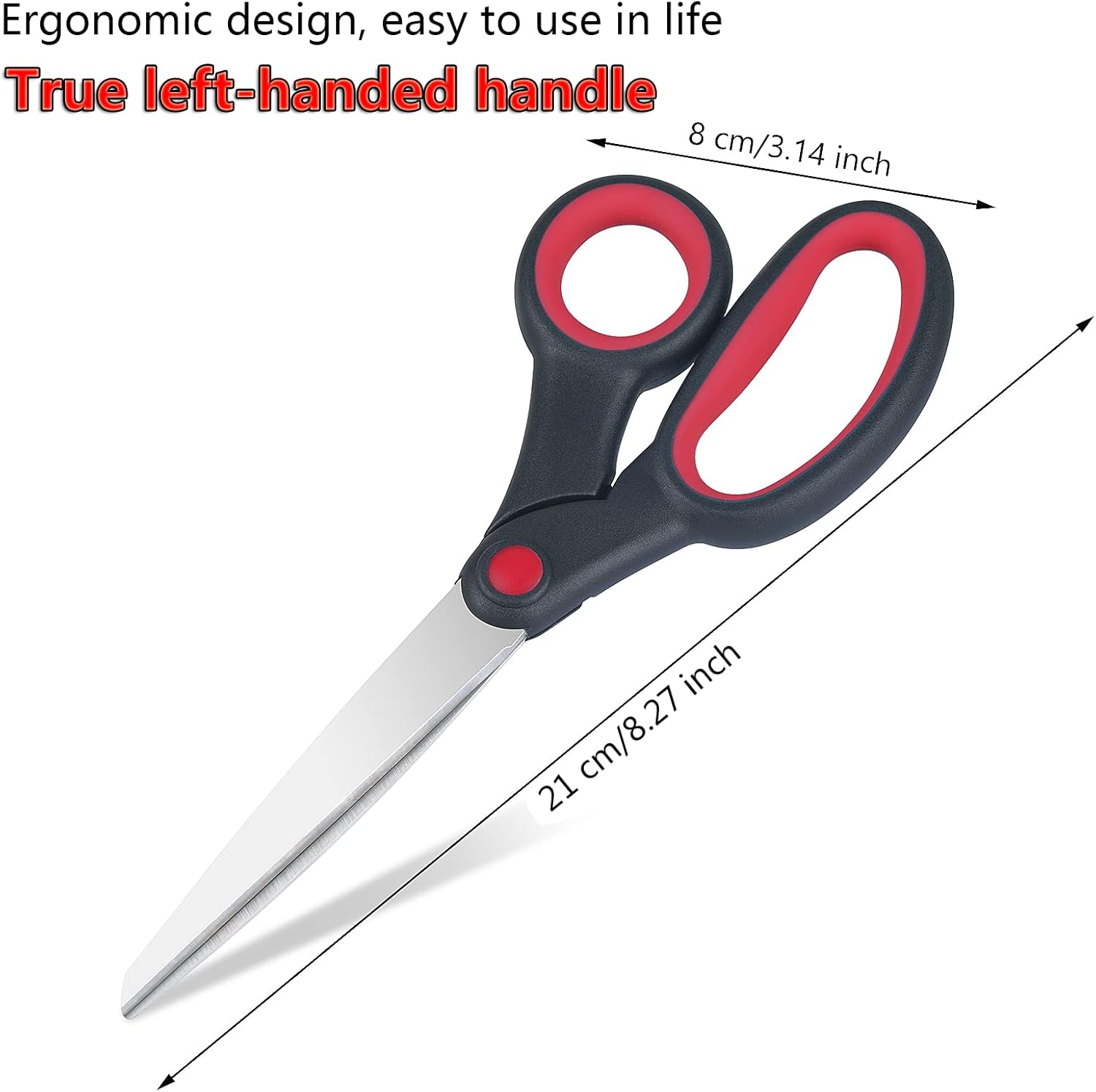 HeeHom Left Handed Scissors for Adults Kids Student, 8 Inch Lefty ...