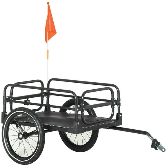 YYAo Bike Cargo Trailer Bike Wagon Bicycle Trailer with Suspension, Triple Safety Features, 16'' Wheels, 88 lbs Max Load