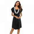 thumbnail image 5 of Xmarks Nursing Nightgown Maternity Dress Hospital Gown for Breastfeeding Delivery Labor Nightgown with Lace Trim Black 2XL, 5 of 7