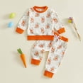 thumbnail image 2 of Sgkm Infant Girl Outfits 4t Girl Easter Clothes Easter Egg Print Sweatshirt and Carrot Sweatpant Toddler Baby Graphic Outfit, 2 of 7