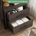 thumbnail image 5 of GAOMON Bookcases, Brown, 4-Tier Industrial Bookshelf with 2 Drawers, Metal Frame Wood Storage Rack, X-Structure Back, Standing Organizer for Living Room, Bedroom, Office, 5 of 7