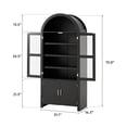 thumbnail image 3 of BaPro 71" Tall Arched Kitchen Pantry Cabinet, Modern Farmhouse Style Storage Cupboard with Adjustable Shelves for Dining & Living Room, Black, 3 of 7