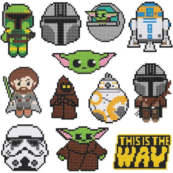 YIXINGCHEN Kawaii Diamond Art Stickers, Cartoon Animal Star Wars Holographic Stickers Gem Painting Diamond Art Kits for Kids XCTZ#248
