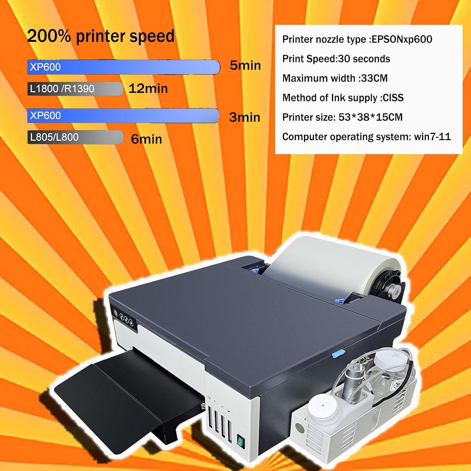 SIHAO A3 DTF Printer Transfer Printing Machine T-Shirt Direct to Film DTF Transfer Printer Machine with White Ink Mixing System&Roll Feeder