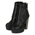 thumbnail image 5 of Bumper BI80 Women Leatherette Lug Sole Buckle Platform Metal Chunky Heel Bootie, 5 of 6