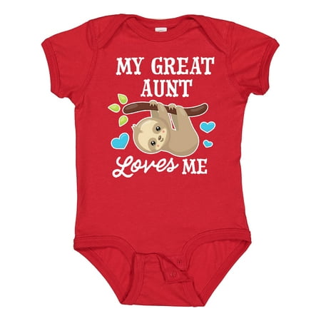 

Inktastic My Great Aunt Loves Me with Sloth and Hearts Gift Baby Boy or Baby Girl Bodysuit