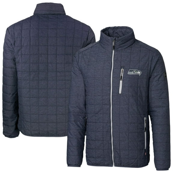 Men's Cutter & Buck Anthracite Seattle Seahawks Rainier PrimaLoft Eco Insulated Full-Zip Puffer Jacket