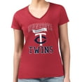 thumbnail image 4 of Women's G-III 4Her by Carl Banks Red Minnesota Twins Super-Slim Fit Lightweight Team Logo Graphic V-Neck T-Shirt, 4 of 5