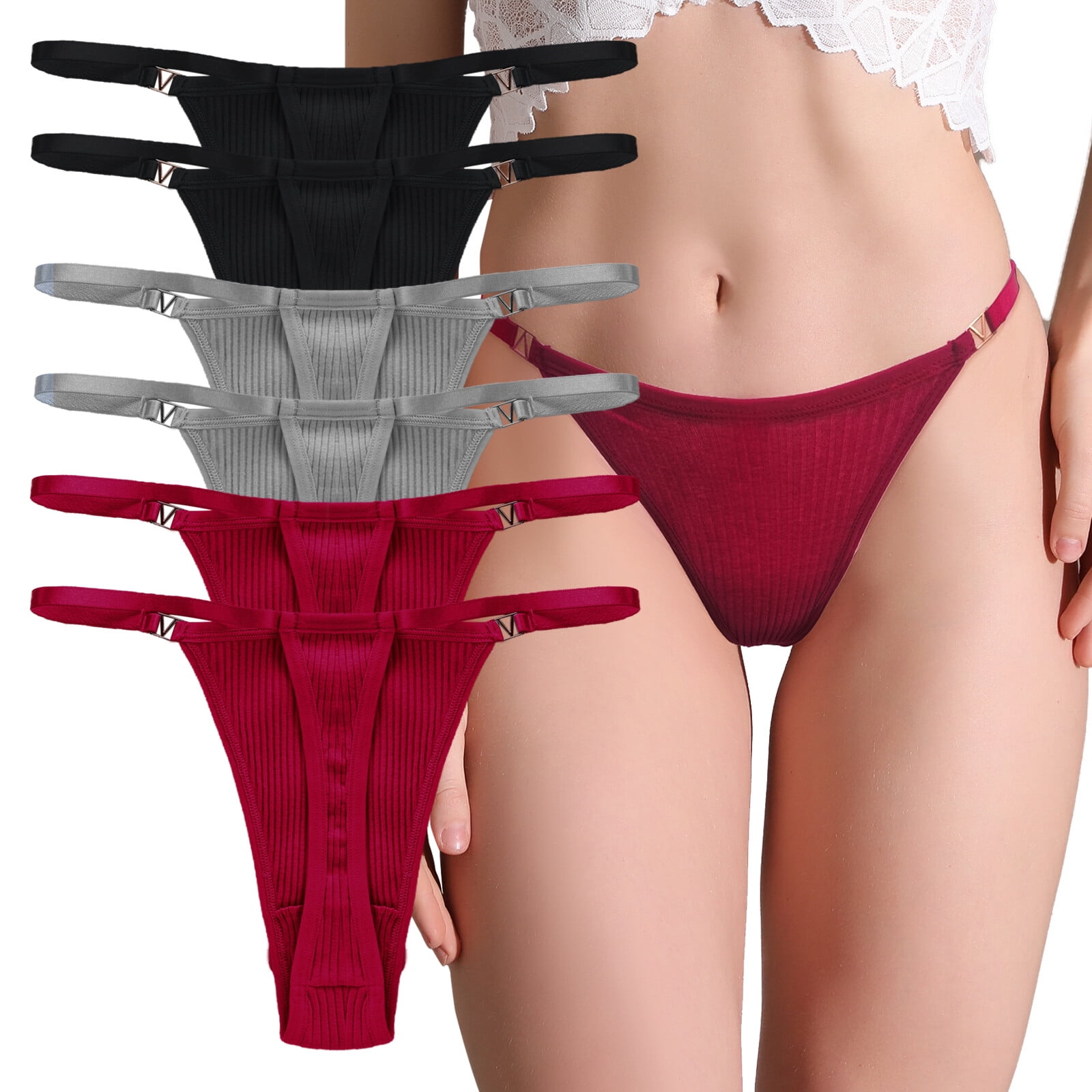 Cinvik Thong for Womens Cotton G-String Thongs Underwear Low Rise Panties  4XL 