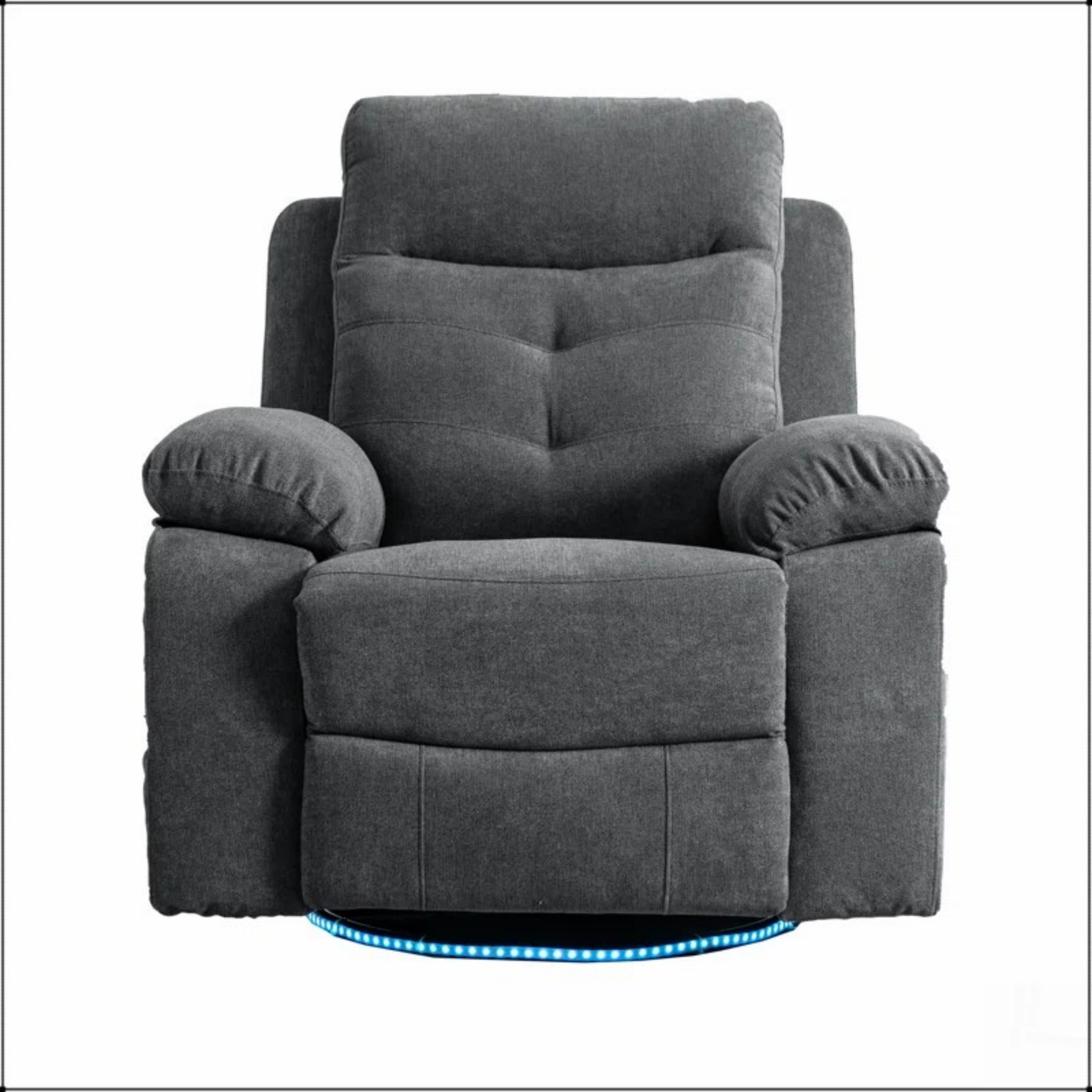 Aukfa Swivel Glider Power Recliner Chair with Bluetooth Speaker, LED Light, USB/USB-C, Storage Pockets