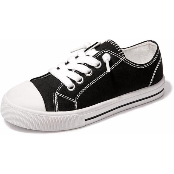 GetJump Boys Girls Sneakers Canvas Lace up Walking Shoes for Little Big Kids Size 11-6(Black,11)