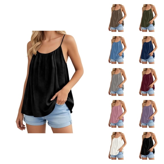 Summer Tank Tops for Women Casual Loose Fit Sleeveless Backless Cotton Linen Tanks Beach Vacation Outfits
