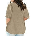 thumbnail image 4 of Cavosen Womens Half Sleeve Tops Oversized Pullover Blouse Tunic V Neck Solid Curved Hem Flowy Tops Holiday T-Shirts Novelty Loose Shirts Workout Beach Tees Summer Brown 3XL, 4 of 5