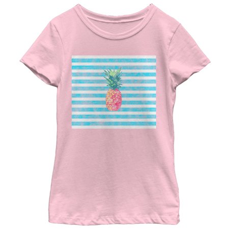 Girl s Lost Gods Pineapple Stripes Graphic Tee Light Pink Large