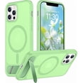 thumbnail image 1 of Funda Magnética con Soporte invisible Integrado, Delgada y Fina, para iPhone 12 Pro Max 6.7", Verde Claro, 1 of 7
