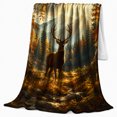 thumbnail image 2 of Majestic Elk Eagle Autumn Forest, Rustic Camping Scene, Warm Flannel Blanket for Cabin and Lodge with Detailed Artwork, Outdoor Lovers Thanksgiving Gift, Rustic Home Decor, 2 of 9