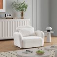 thumbnail image 2 of Accent Oversized Single Sofa,Modern Teddy Fabric Sofa with Curved Armrests and Backrest, Comfortable Lazy Sofa Chair with Pillow for Living Room, Bedroom, Office, White, 2 of 7