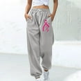 thumbnail image 2 of CFLVAEK Breast Cancer Awareness Sweatpants for Women Casual Drawstring High Waist Gift Pants for Breast Cancer Survivor Comfy Cinch Bottom Baggy Sweat Pant Gray S, 2 of 5