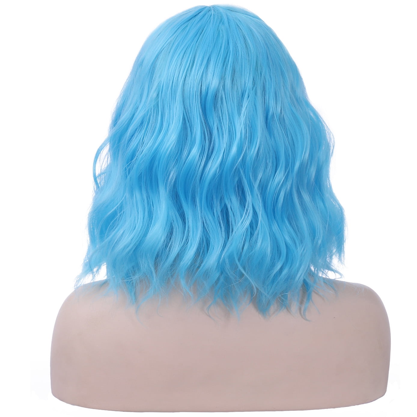 BERON Sky Blue Short Curly Bob Wig for Women Natural Looking Synthetic Heat Resistant Fiber Wig for Daily Use Wig Cap Included