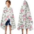 thumbnail image 3 of Pioneer Flower Floral Print Pattern Hooded Bath Towel，50"x30" for Ages 3 To 12 Kids, Quick Dry Lightweight Soft Microfiber Hood Beach Towel Cover Up for Kids, 3 of 7