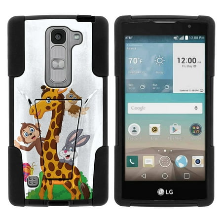 - LG Escape 2 and Spirit LTE H443 STRIKE IMPACT Dual Layer Shock Absorbing Case with Built-In Kickstand - Cartoon Giraffe