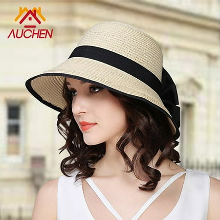 Floppy Sun Hats for Women--Wide Brim Straw Hat, Women Beach Hats UV Protection, Roll Up Summer Sun Cap--Best Elegant Hats for
