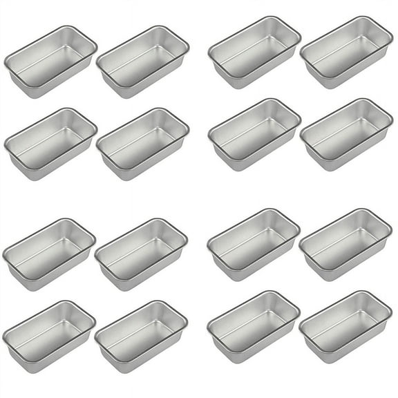 16Pcs Aluminum Alloy Loaf Tin Rectangular Non-Stick Bread Mould Pans Kitchen Dining Bar Supplies