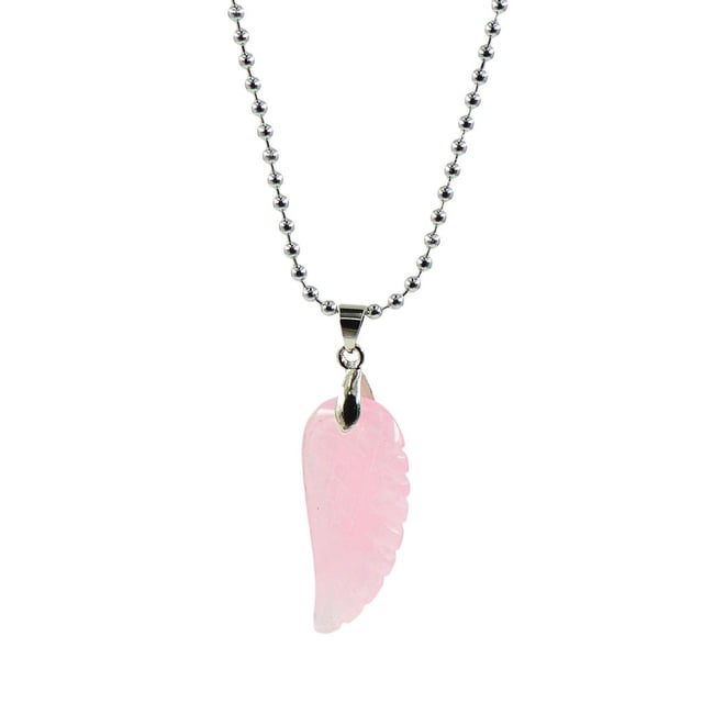 Collar con colgante de ala de ángel de piedras preciosas Cadena de plata de amatista natural Yuyangstore Collar de ala de ángulo