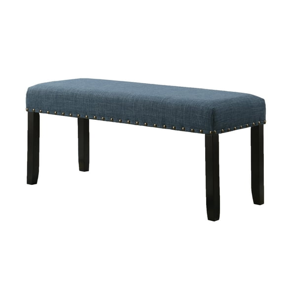 Xukmct Fabric Seat Wood Frame Dining Bench for Home, Dining Room, Living Room, Blue