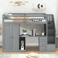 thumbnail image 4 of Harper & Bright Designs Twin Size Loft Bed with Wardrobe and Staircase, Wooden Twin Loft Bed with Desk and 3 Drawers and Cabinet in 1, for Kids Teens Adults, Gray, 4 of 17