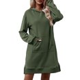 thumbnail image 1 of Vestido con abertura lateral y capucha, ajuste holgado, traje diario con hombros caídos para mujer Kuymtek Verde oscuro T XL para Mujer, 1 of 6