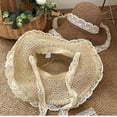 thumbnail image 2 of OWLCE Women Wide Brim Straw Sun Hat Summer Floppy Beach Hat UV Protection Crochet Bucket Hat Packable Roll Up CapGirls Women Tea Party Sun Hat Lace Ribbons Straw Hats，UV Protection Beach Cap Khaki, 2 of 8