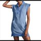 thumbnail image 1 of Vestido Tipo Sudadera con Media Cremallera para Mujer, Estilo Verano, Cuello en V, Sin Mangas, Estilo Túnica, Minivestido, Gris, Azul, XL, 1 of 9