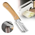 thumbnail image 1 of Multifunctional Vegetable Peeler Stainless Steel Blade Wooden Handle Scallion Slicer Compact Kitchen Prep Essential for Smooth Peeling and Fine Shredding, 1 of 9