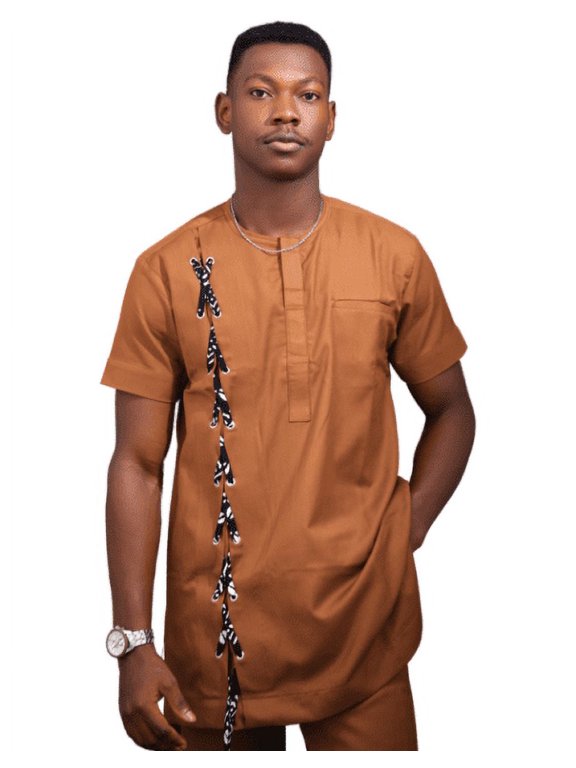 african wear for men, Ankara Kaftan Lace Up Set