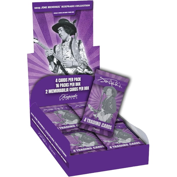2025 Jimi Hendrix Keepsake Collectible Hobby Box – 16 Packs Per Box – 2 Memorabilia Hits Per Box – Collectible Trading Cards