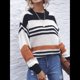 thumbnail image 5 of Suéter Corto A Rayas con Bloques de Color para Mujer, Otoño e Invierno, Larga, Cuello Redondo, Jersey de Punto Holgado Color Naranja L, 5 of 10