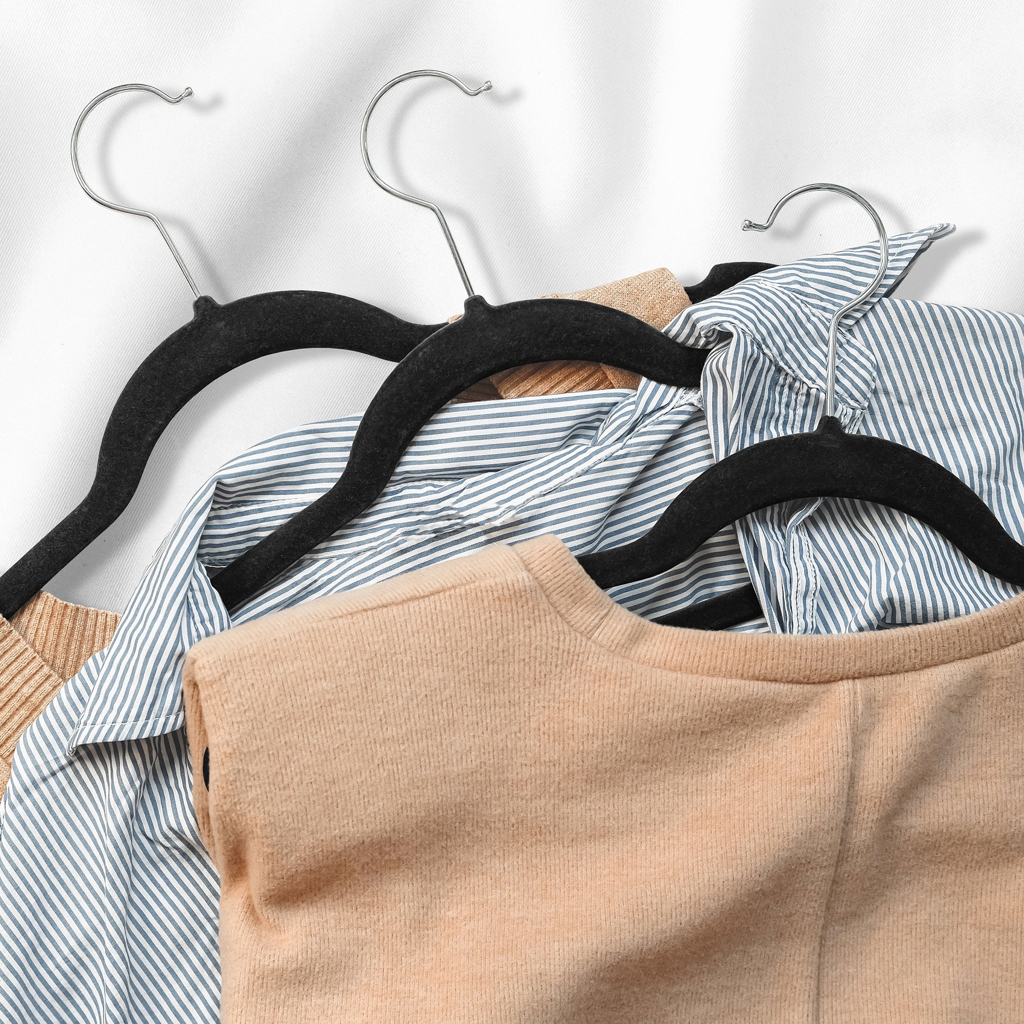 Casafield 50 Velvet Kid's Hangers for Children's Clothes, 14" - Black