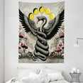 thumbnail image 2 of Ambesonne Gothic Tapestry Wall Hanging, Dark Dream Wingy Snake Skull, 60"x80", Mustard Pink and Grey Yellow, 2 of 3
