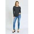 thumbnail image 3 of Double Stripe Long Puffed Shoulder Sleeve Top | S-3X, 3 of 15
