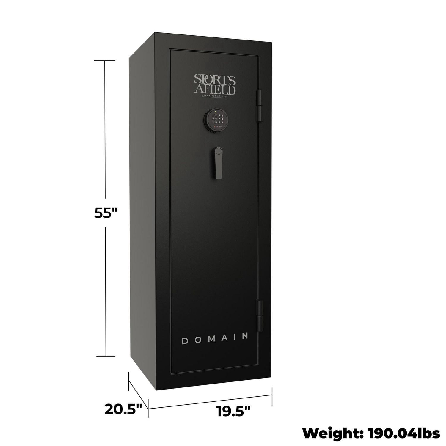 Domain Series Coffre-fort pour armes à feu haut de gamme de 55 po de hauteur, armoire de sécurité pour armes à feu avec serrure électronique et protection incendie (capacité de 20 armes) - SA5520DOM