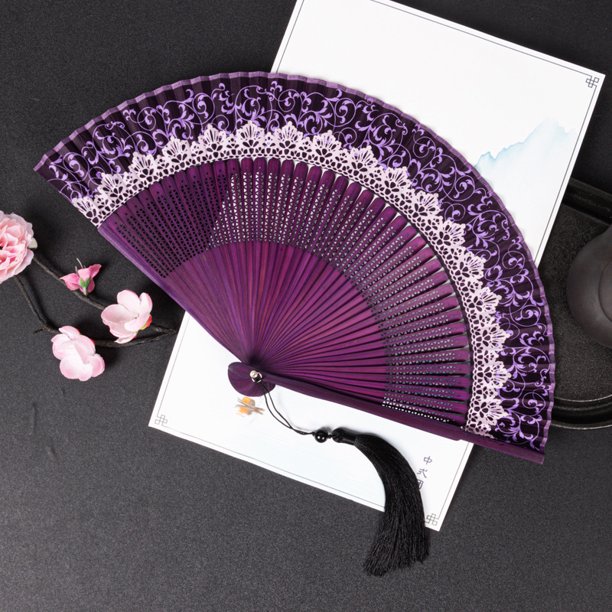 Abanico plegable con personajes Abanico de mano Abanico pequeño con grúa Abanico de regalo creativo cultural femenino