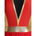thumbnail image 7 of Alvivi Women's Long Sleeve Praise Dance Dress Tunic Metallic Gold Color Block Worship Dancewear Red M, 7 of 7